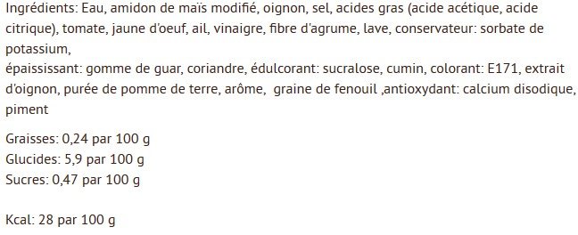 SAUCE ZÉRO CALORIE